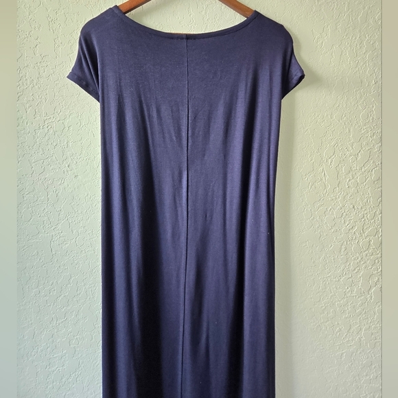 Eileen Fisher Large Blue Purple Maxi Tie Front / Back Dress New with tags - Picture 9 of 12